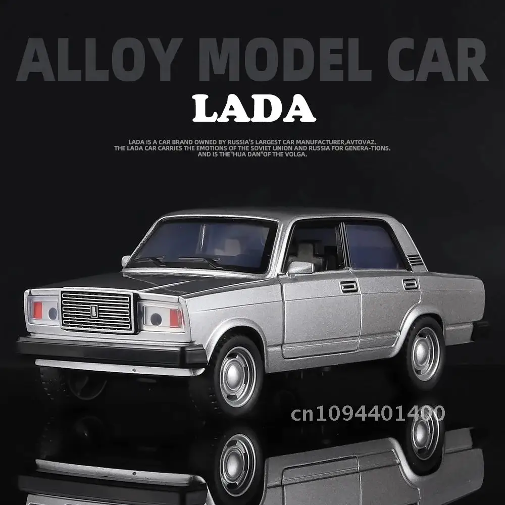 러시아 LADA 2107 다이캐스트 모델 자동차, 금속 자동차, 어린이 소년 선물 장난감, 문짝, 풀 백 기능, 음악, 조명, 14.3cm