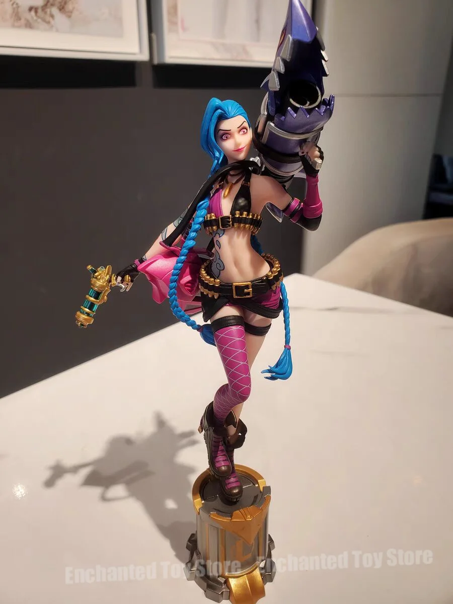 Original League of Legends Jinx 3D Model Pen Medium Statues Anime Figures Toys PVC Game Action Model Girl Christmas Gifts