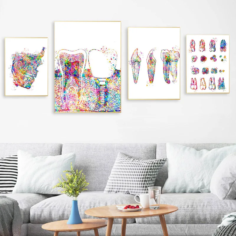 1pc frameless,Tooth Implant Dentist Anatomy Medical Canvas Painting Dental Art Poster Print Wall Art Decor Pictures Hospital Cli