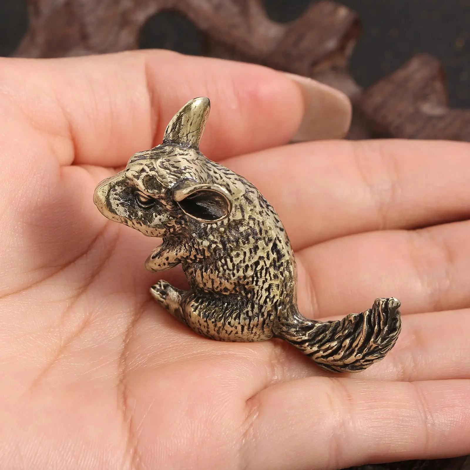 Brass Squirrel Ornament Crafts Decor Small Animal Figurine Collectible Figurine
