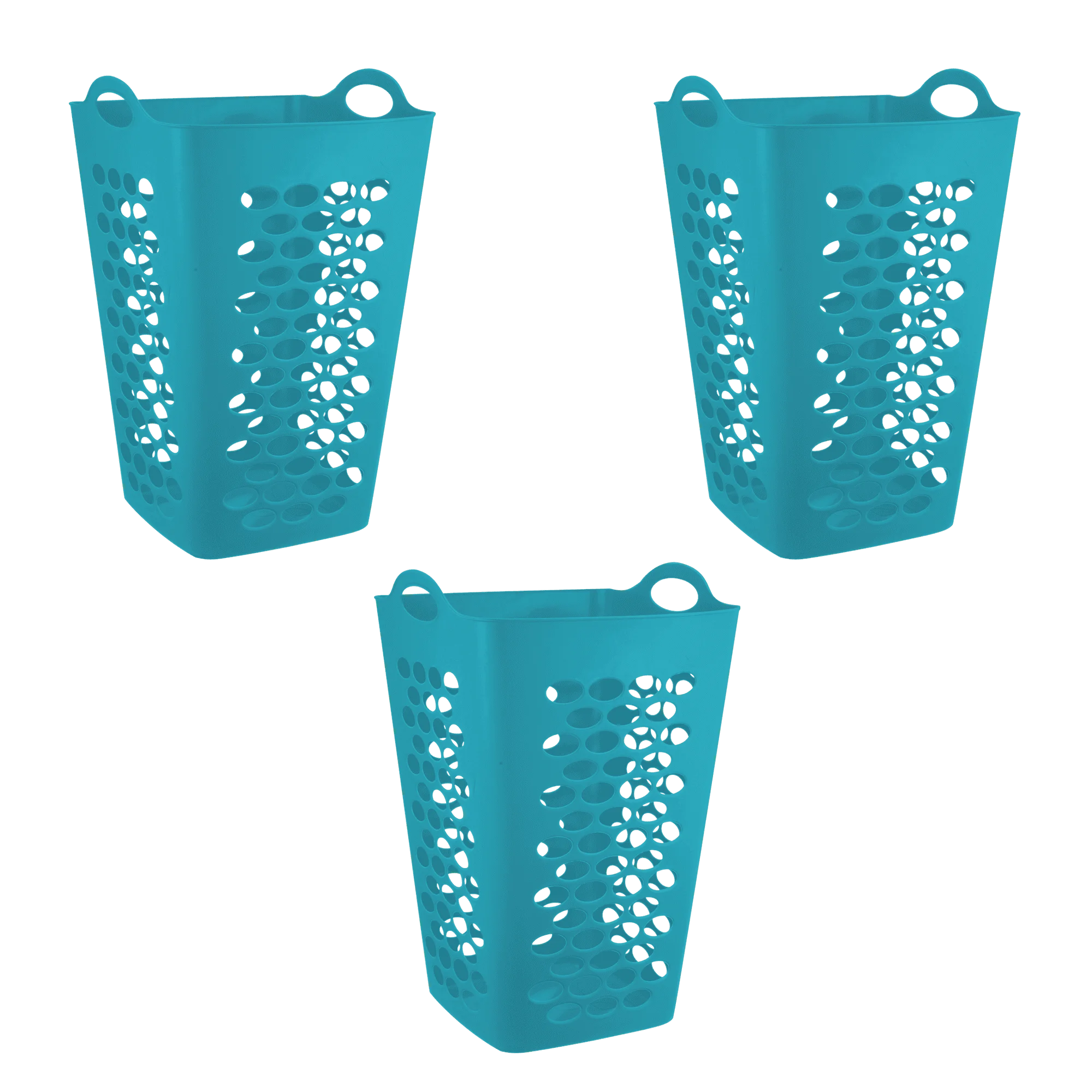 

Flexible Plastic Square Laundry Hamper, 3 Pack, Teal