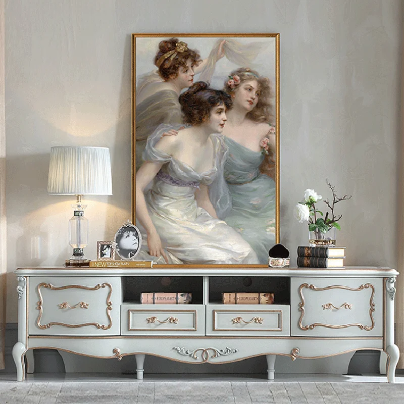 

!@French Style Living Room Sets Tv Cabinet Home Furniture Luxury Classical Wooden Tv Stands