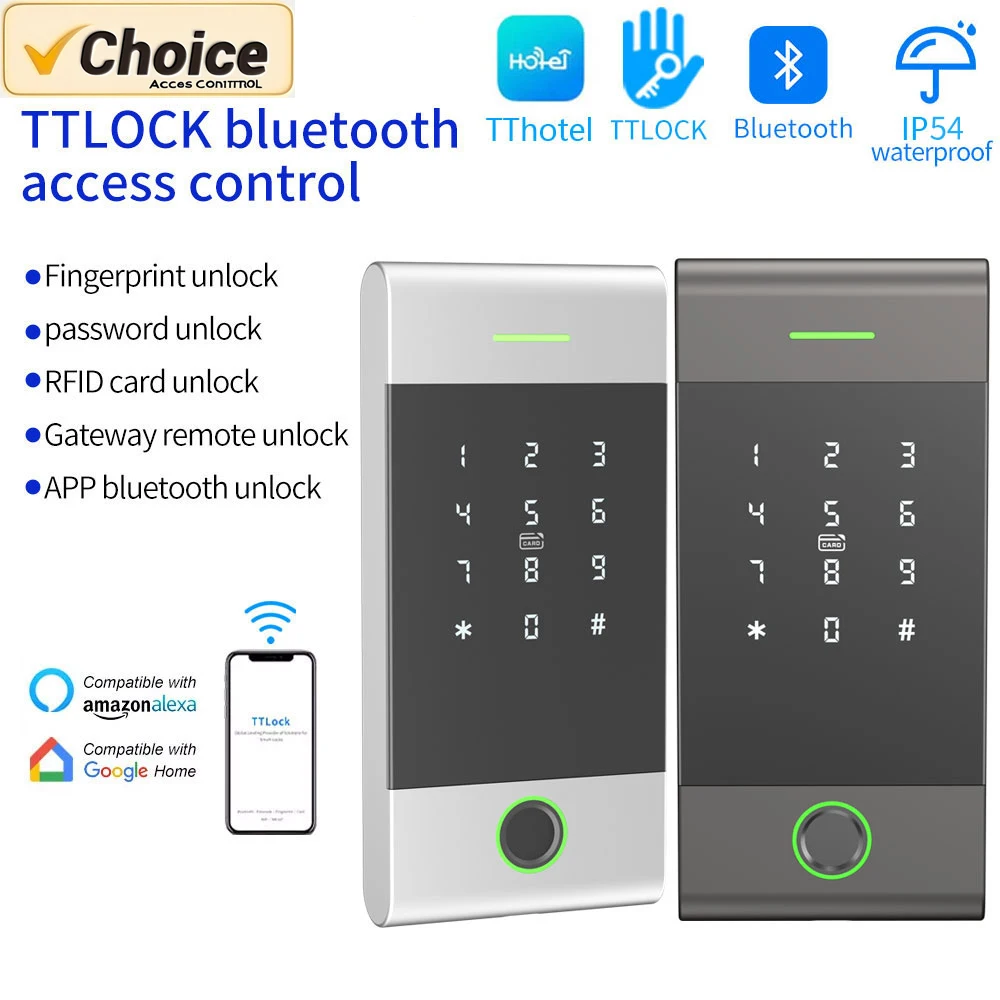 

Автономная клавиатура контроля доступа TTLock: управление Bluetooth/APP, устройство считывания отпечатков пальцев + RFID/IC-карт, металлическая клавиатура IP65 для улицы