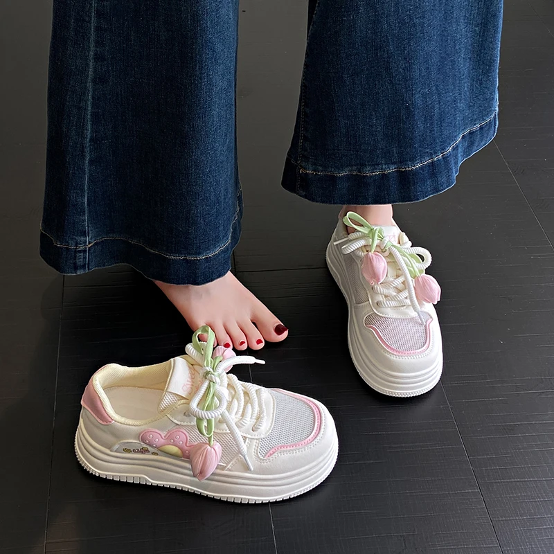 靴の女性のスニーカー夏-2025-女性の靴テニス女性プラットフォーム新ファッションバラトレーナー厚底カジュアルメッシュレジャー