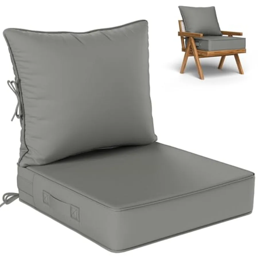 

Комплект уличных подушек для сидений (Ш × В × 5 дюймов), водонепроницаемые и устойчивые к выцветанию подушки для садовой мебели со съемным чехлом и ручкой для переноски