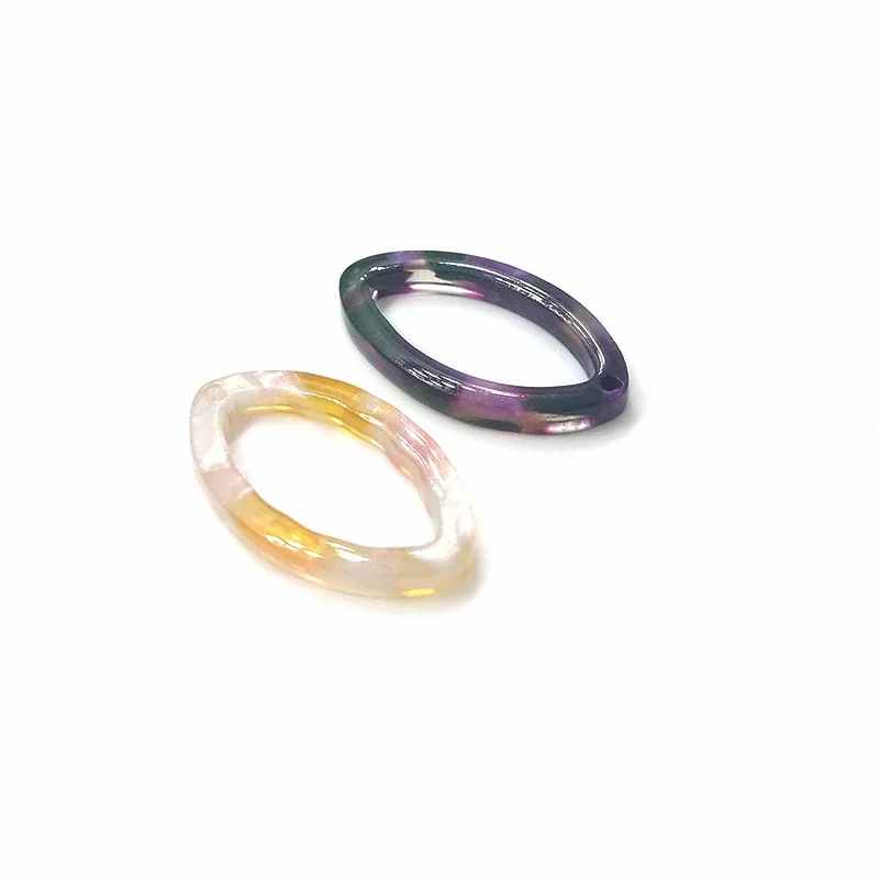 New Fashion 10 Pieces 23mm High Quality Oval Acetic Acid Resin Smooth Charms Connectors for DIY Earring Jewelry Accessories