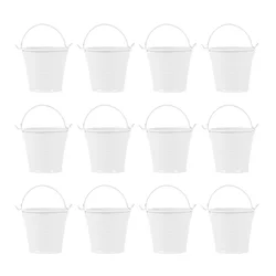 4/12Pcs Small Iron Bucket Planter Pot Pot Cache Pots Garden and Mini Hamper with Handle Drum Wedding Metal Cube