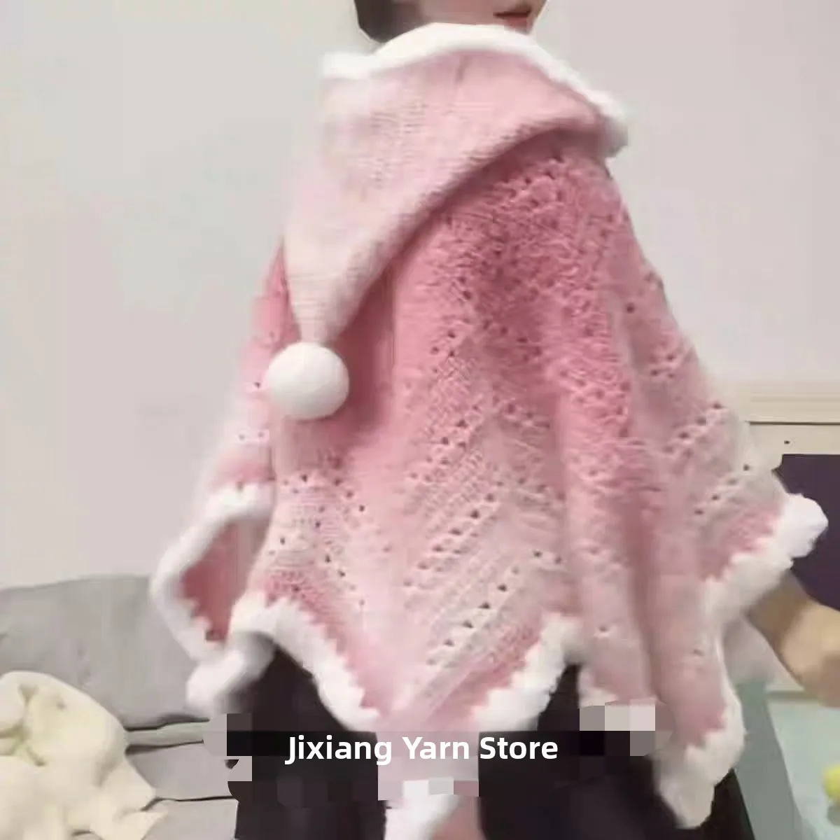 Hand Knitted Seven Star Blanket Gradient Color Cake Yarn Soft Cozy Scarf Shoulder Wrap Blanket Medium Thickness Wool Thread