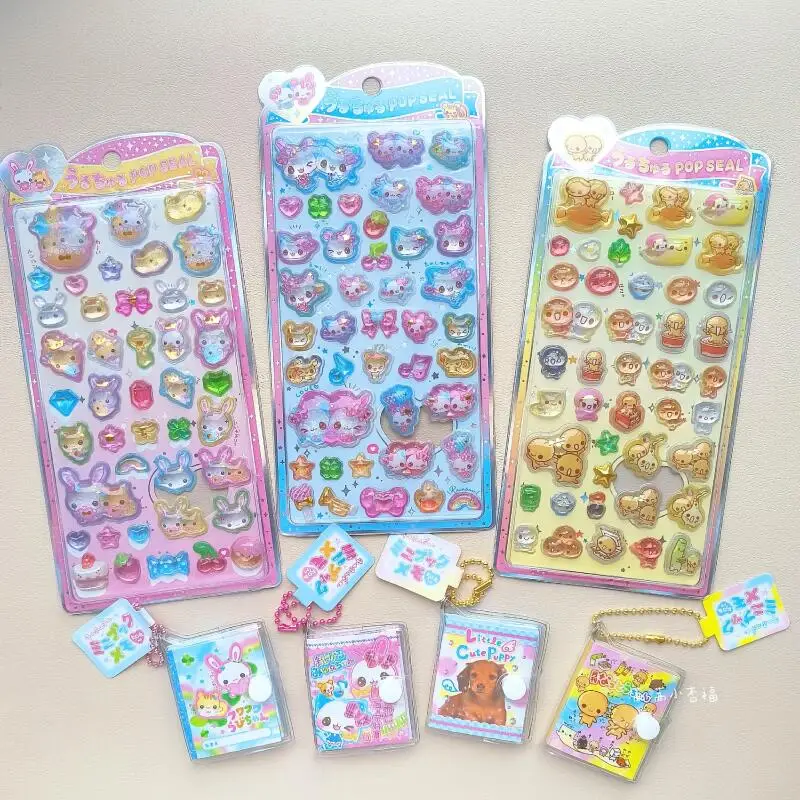 Pegatinas 3D de Conejito Burbuja Japonés, Estilo Revivalismo de Dibujos Animados, Natto Rabbit Crystal, para Libros, Llaveros, Mochilas de Niñas, Cremalleras, Juguetes