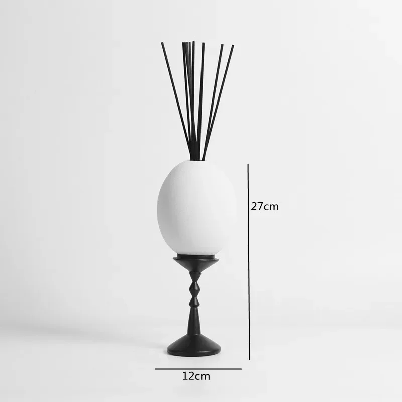 Simple White Ceramics Eggshell Aromatherapy Geometric Ornament, Fireless Vine Branch Aromatherapy Set, Home Fragrance Product