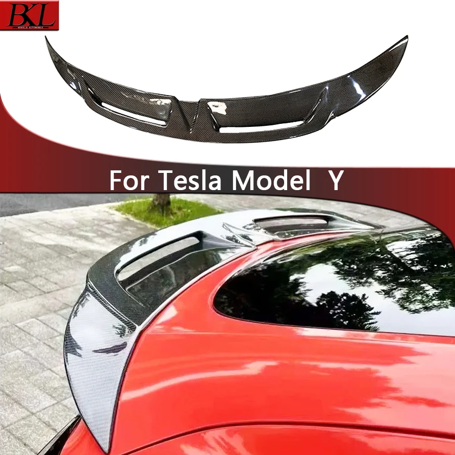 For Tesla Model Y High quality CMS style Carbon Fiber Tail fins Rear Trunk Spoiler Guide Wing Rear Wing Diverter Body Kit