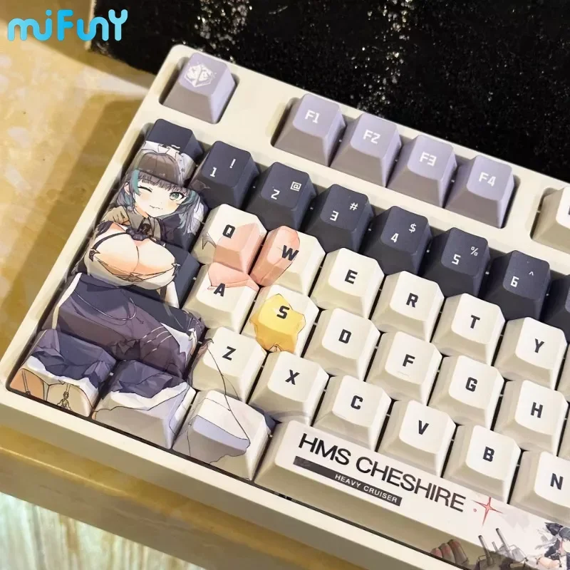 MiFuny Keycaps Anime Set Hms Cheshire Keyboard Key Cute PBT Cherry Profile Gaming Key Caps for Mechanical Keyboard Accessories