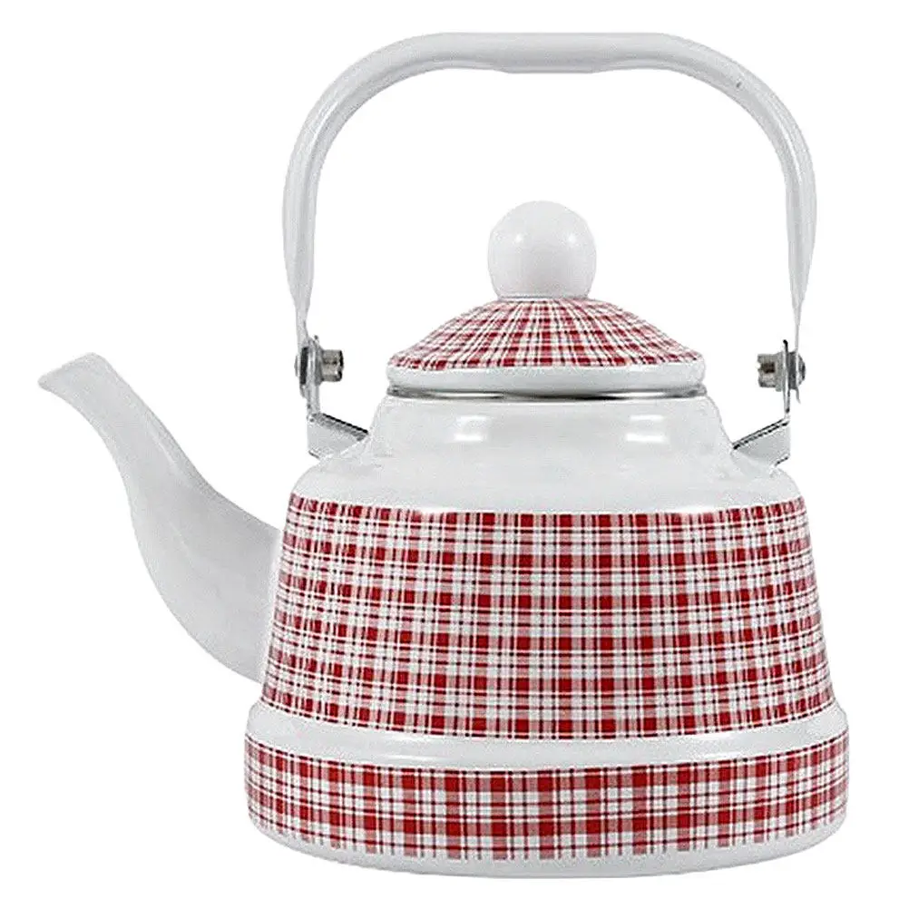 

1.7L Vintage Enamel Tea Kettle Stovetop Retro Style Thickened Construction Taste Heating Kettle for Tea House Home