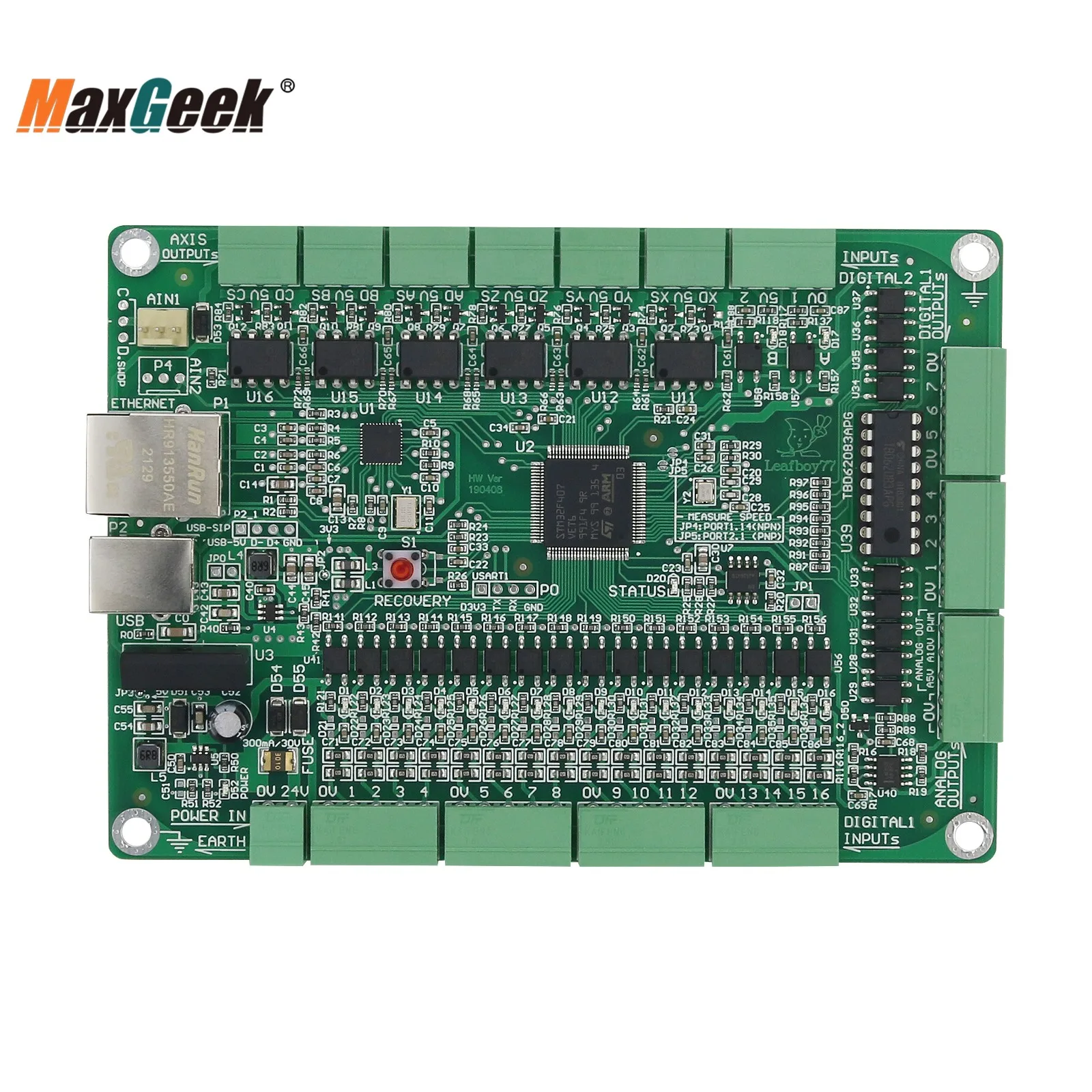 Imagem -02 - Maxgeek Placa Controladora Mach3 de Eixos Controlador de Movimento Cnc Suporte Usb Mais Ethernet para Máquina de Gravação Cnc