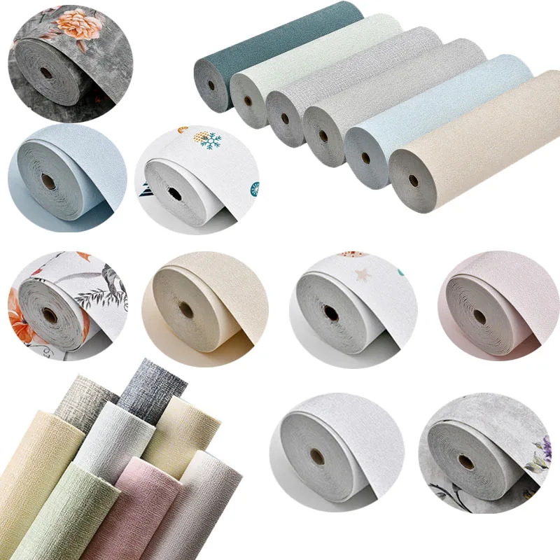 5PCS Linen 3D Foam Self-adhesive PVC Solid Color Thickened Waterproof Background Wall Stickers Bedroom And Living Room Wallpaper
