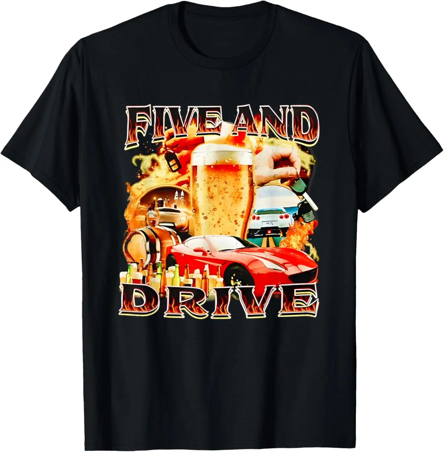 

Забавная мужская и женская футболка Five And Drive Car