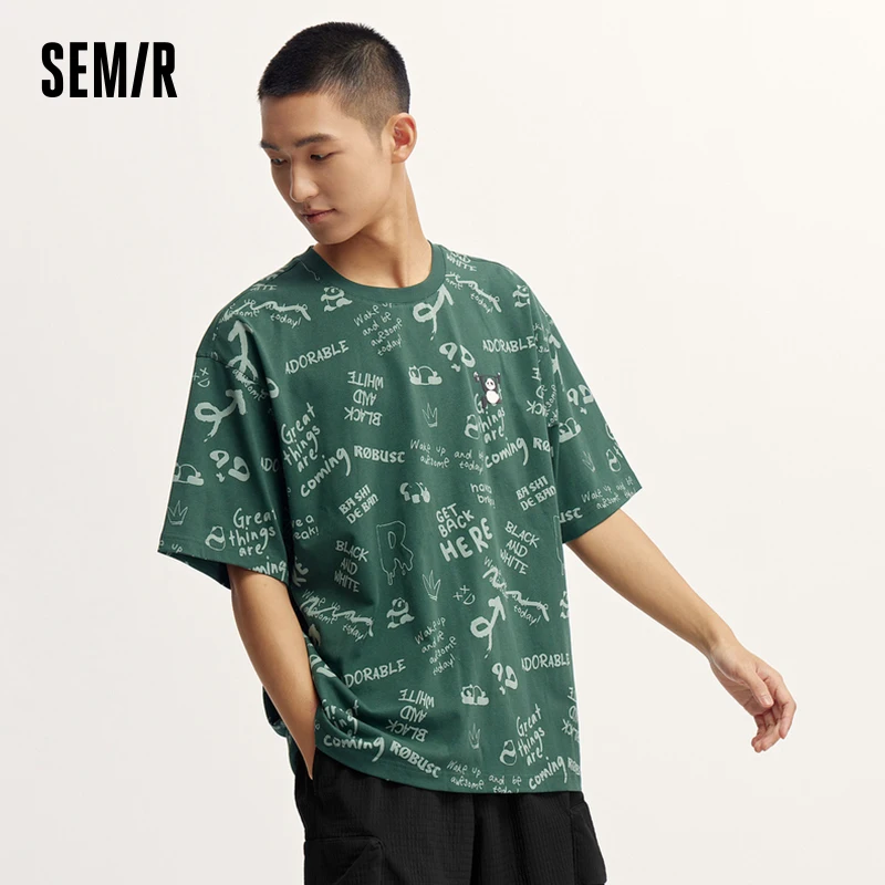 Semir Short-Sleeved T-Shirt For Men 2024 Summer New Trendy Printed Top Couple Oversize