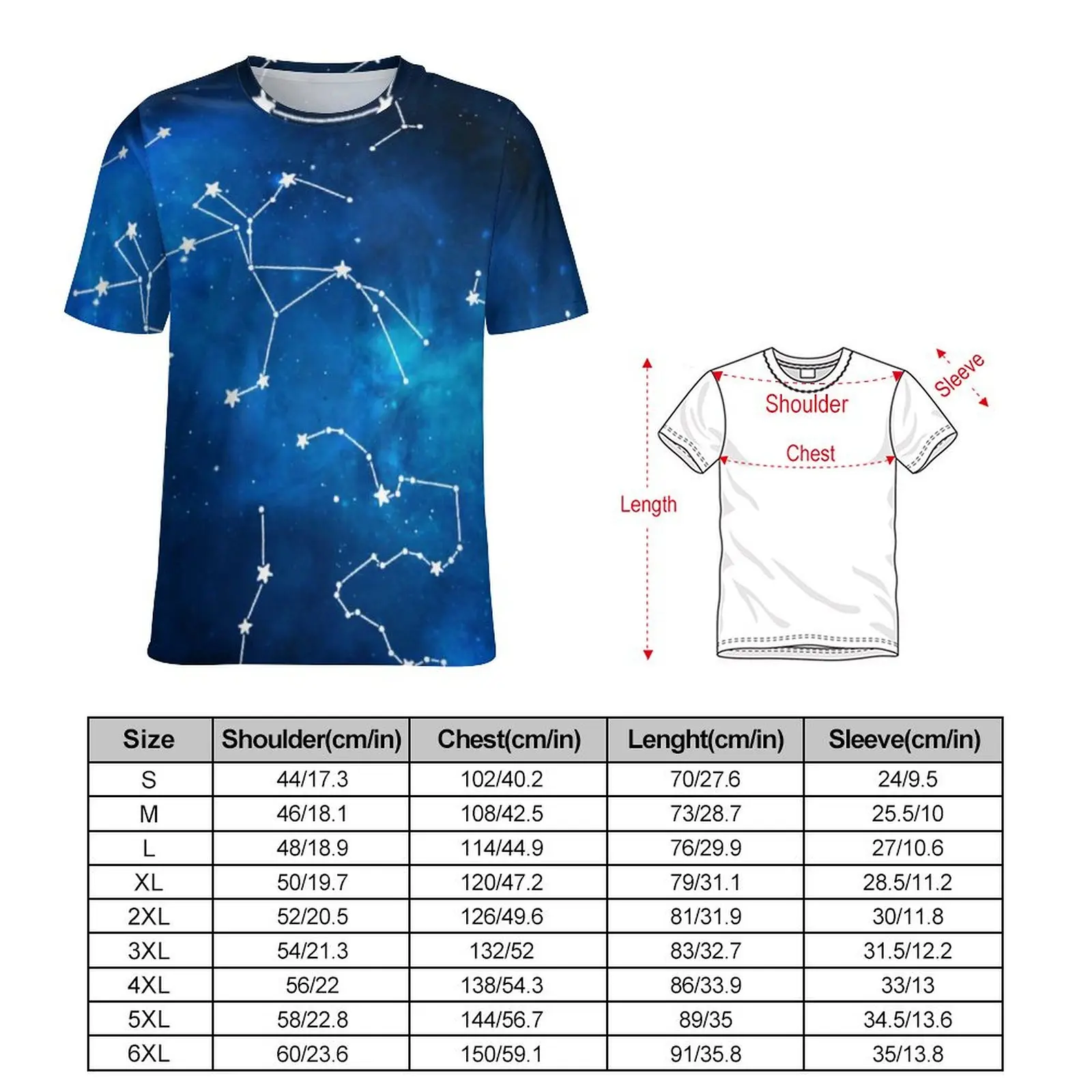 Oversize Blue Galaxy T-Shirts Sky Map Constellation Astronomy Street Style T-Shirt Short Sleeve Woman Tee Shirt Summer Tops