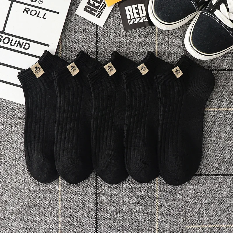 5 Pairs Thin women socks Sports Breathable and Comfortable Letter Boat Socks Ins Fashion Sweat-absorbing Short Socks