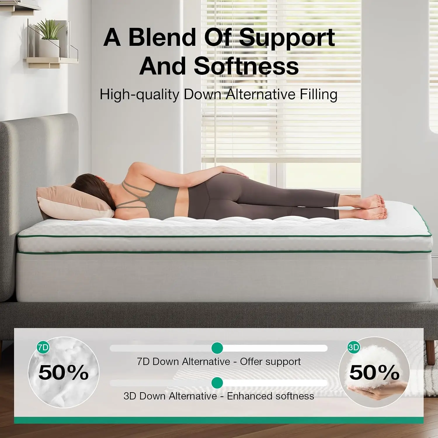 King Size Down Alternative Pillow Top Mattress Topper, Extra Thick Pad - view 4