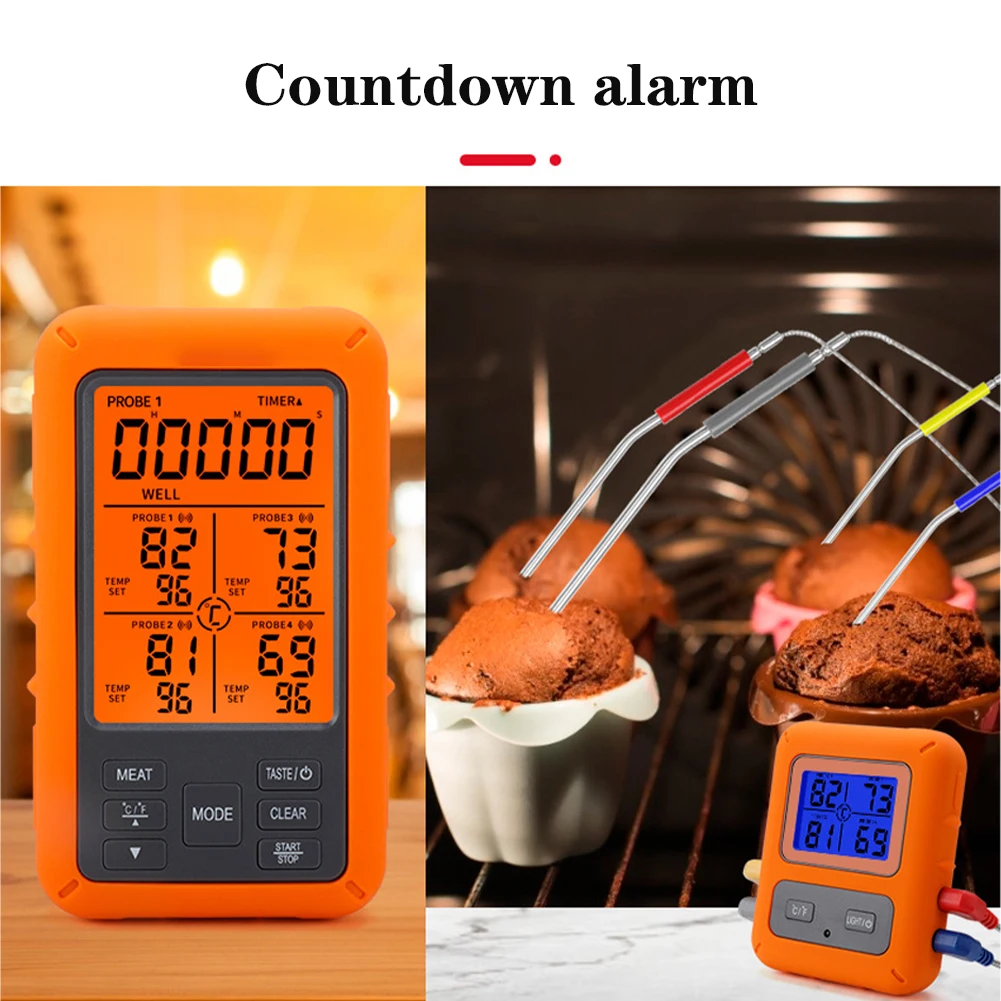 

Wireless Meat Thermometer Digital Remote Grill Meat Modes Waterproof Probe And Cable 328FT Range Food Cooking BBQ Oven