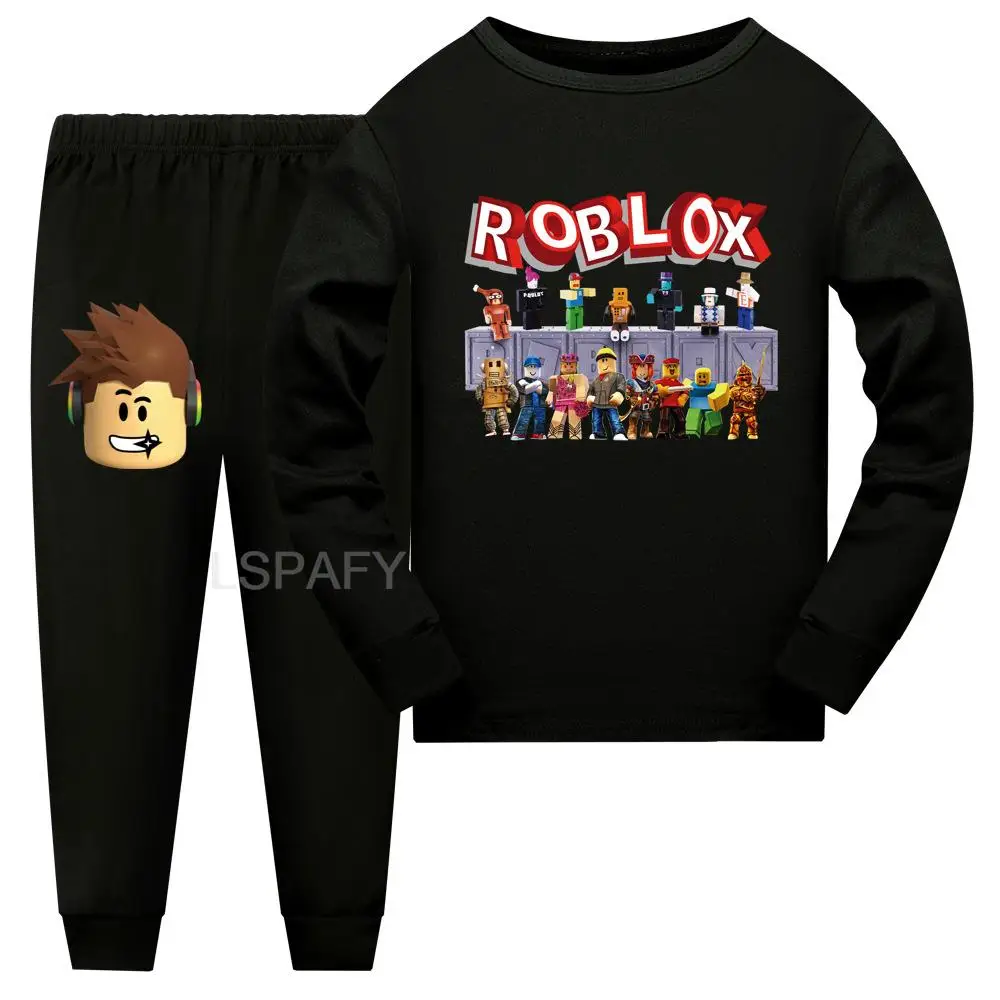 Kids Pajamas Sets Baby Girls and Boys Hot ROBLOX Pyjamas Cotton Clothes Cartoon Long sleeve T-shirt+Pants pyjama