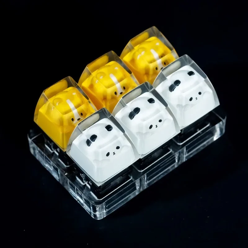 Creative Translucent Panda Corgi Keycaps น่ารัก Cross Axis ความโปร่งใสสูงเหมาะสําหรับคีย์บอร์ดเชิงกล Keycaps