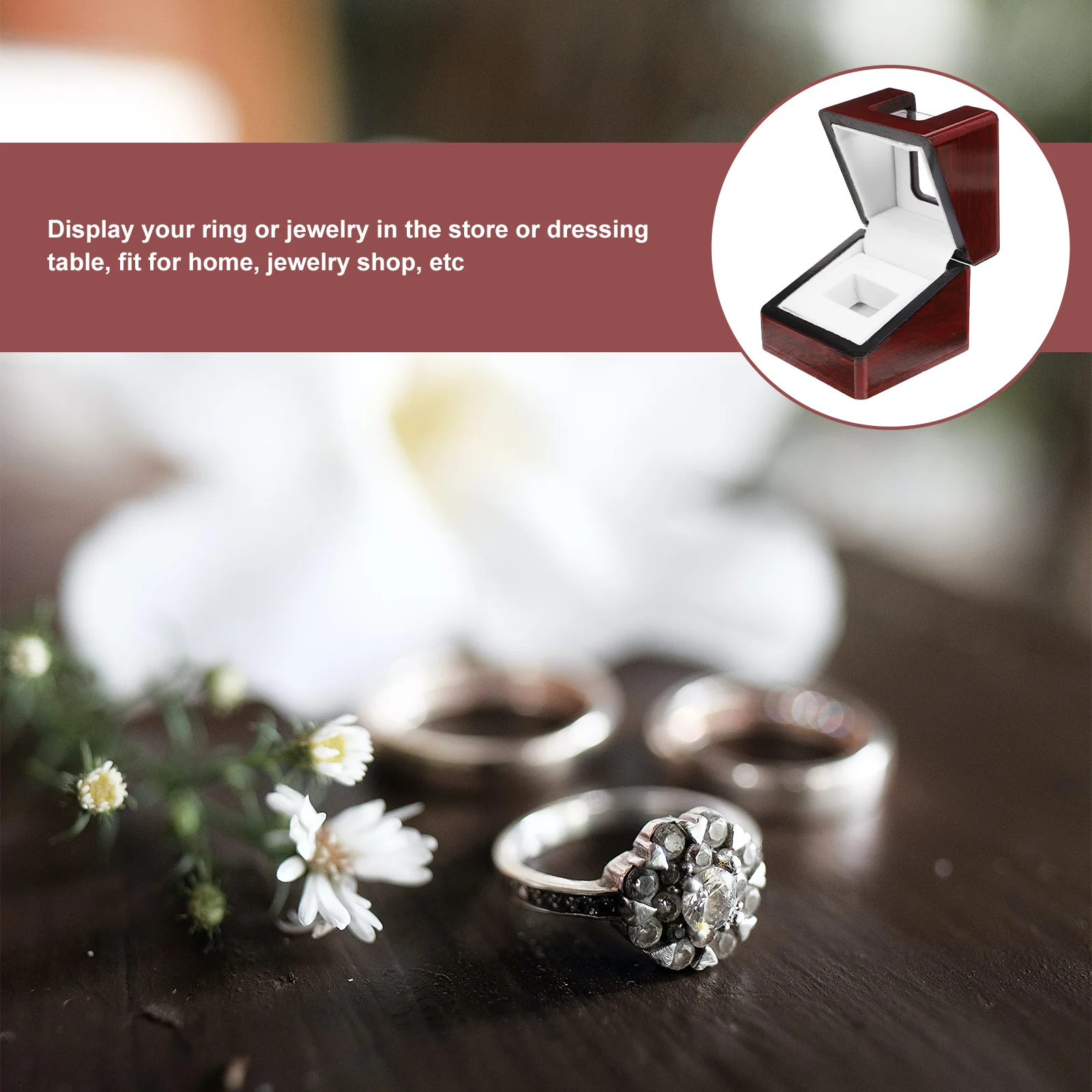 

Ring Box Case Protective Portable Ring Box Display Storage Earrings Bracelets Home Shop Sturdy Portable Travel