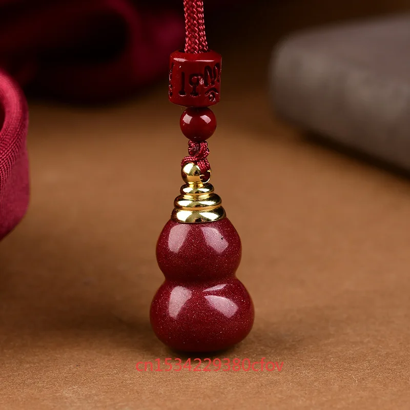 Luxury Red Cinnabar The Gourd Pendant Can Open A Hollow Bottle Necklace Key Buckle Jewelry Phone Chain Women Accessories Gifts