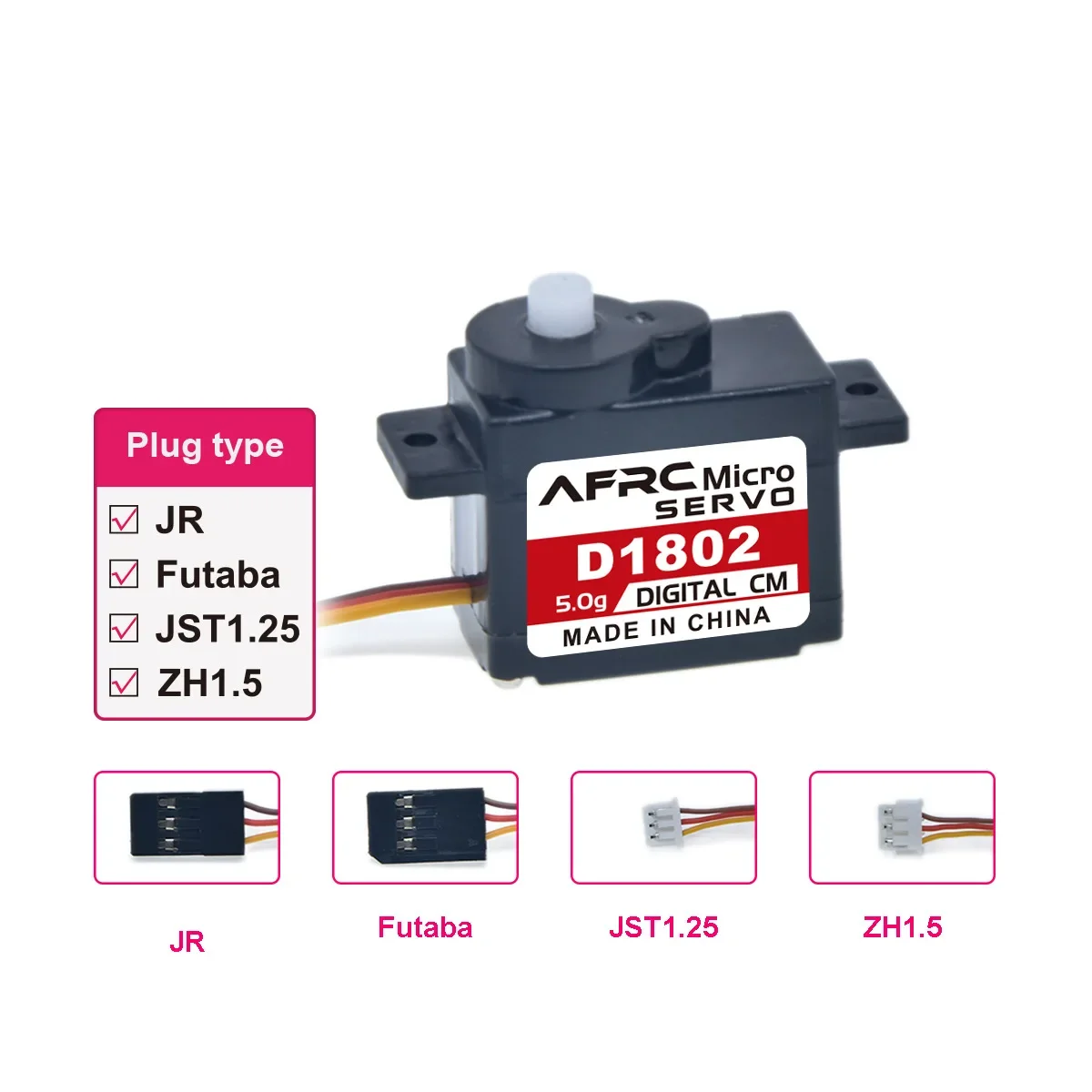 4PCS AFRC D1802 5g Micro Kunststoff Getriebe Digital Servo Mit für Futaba JR JST 1,25 Stecker Für RC Flugzeug hubschrauber Roboter