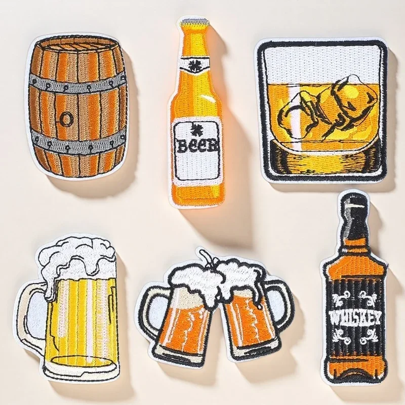 Cartoon Beer Pattern Embroidery Cloth Sticker Clothing Accessories Cross-border Set Adhesive DIY Badge Decoration Spot