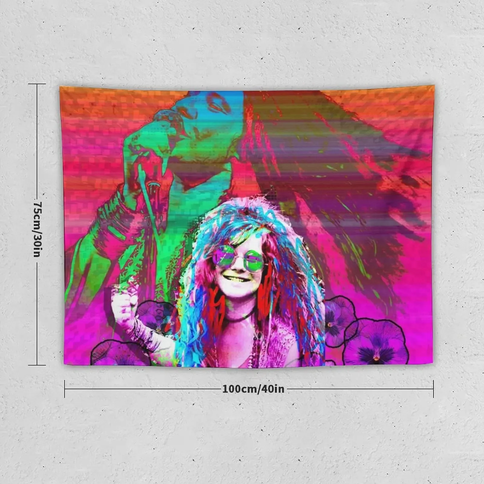 Janis Joplin, popart colors digital handmade by Iona Art Digital Tapestry Room Decorations Tapestry