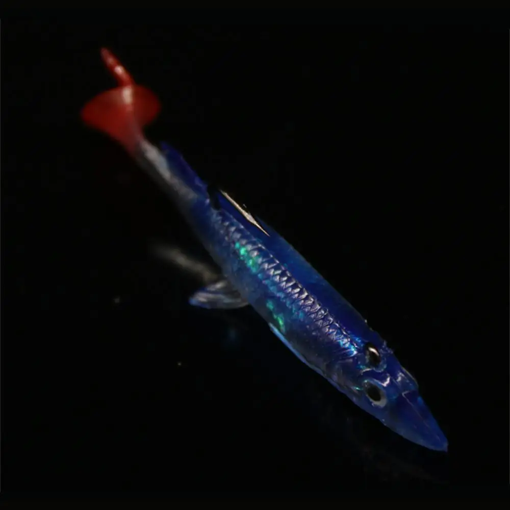 2/4/6PCS Fluorescent Decoy Realistic Design Lock Hook T Shaped Soft Bait 8cm6g Fishing Supplies Soft Bait Single Hook Colorful