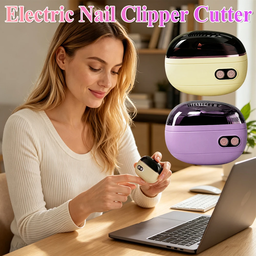 Electric Manicure Nail Grinder Polisher Buffer Auto Nail Clipper Trimmer Dual Speed One Button Safe Tool