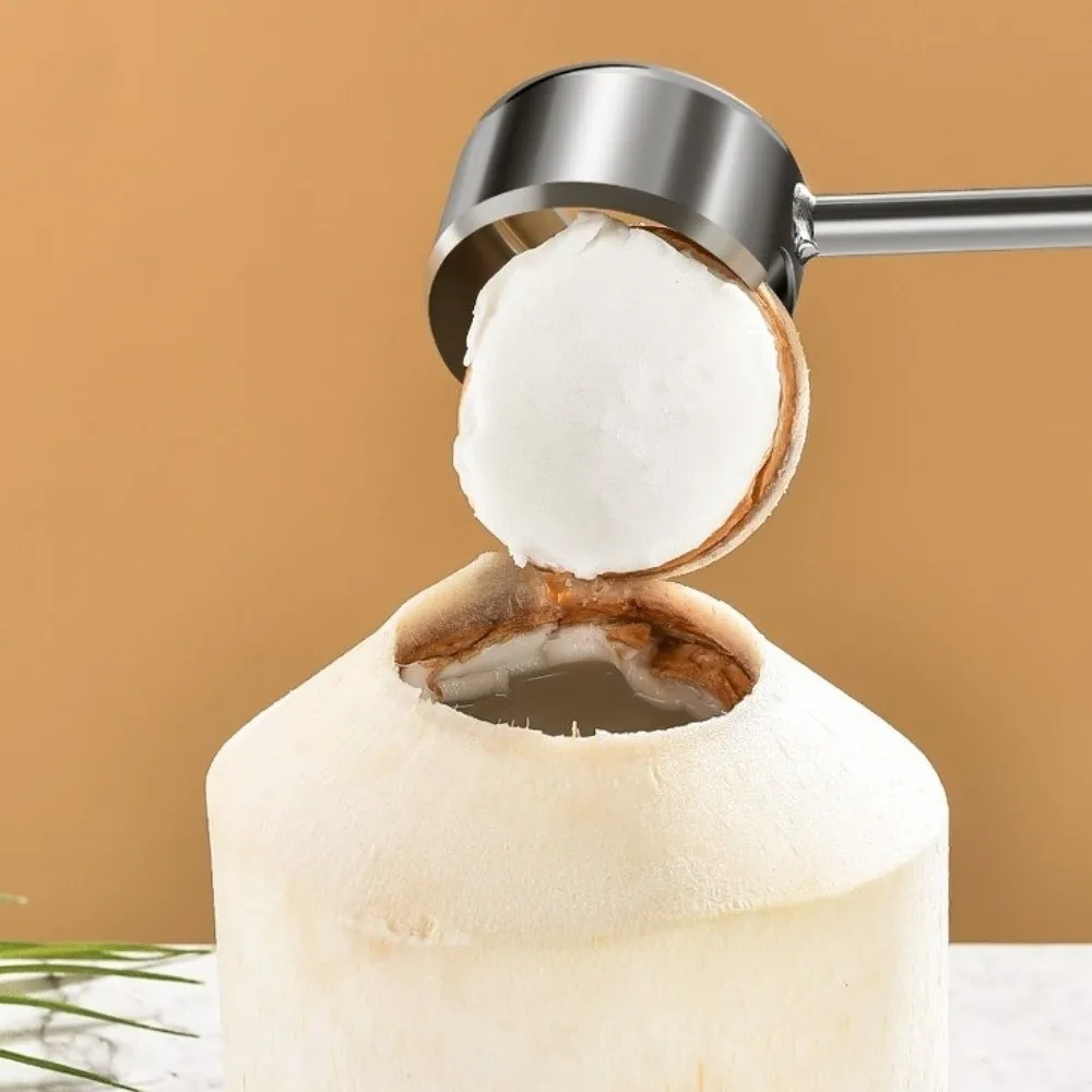 Stainless Steel Coconut Opener Tools Rubber Hammer Multi-functional Coconut Breaker Kit Wooden Handle Heavy Duty Coconut Puncher