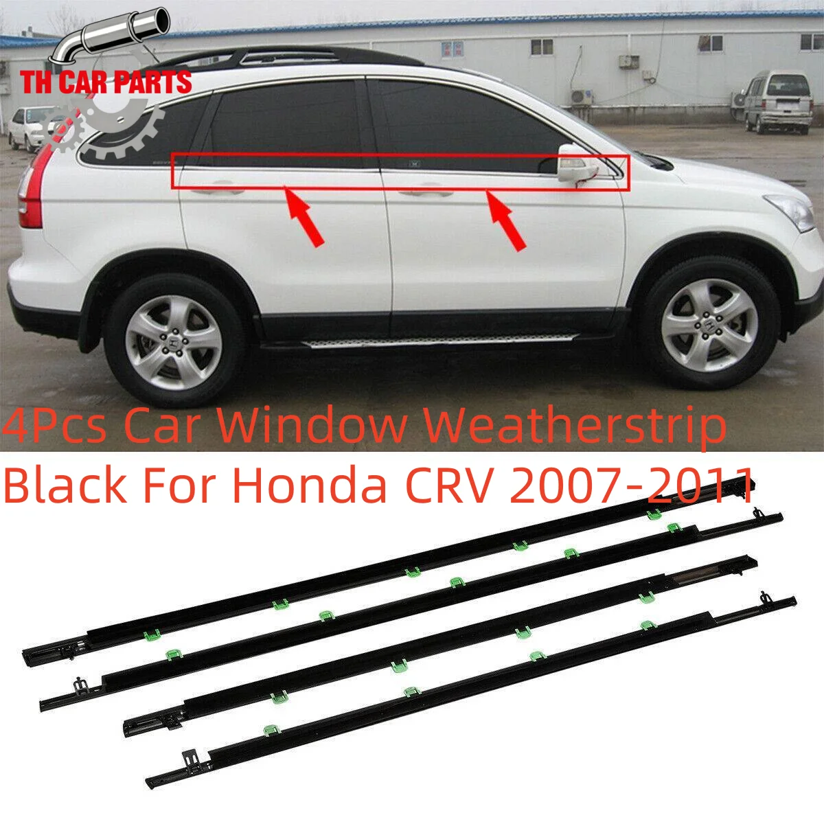 

Комплект из 4 черных уплотнителей для окон автомобиля Honda CRV 2007-2011 (номера деталей: 72450-SWA-A01, 72410-SWA-A01, 72950-SWA-A01, 72910-SWA-A01)