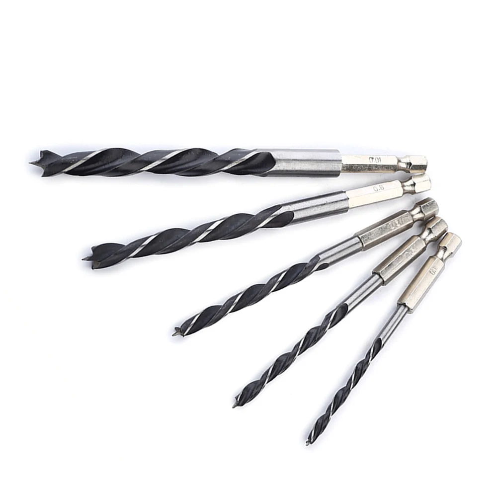 Set di punte da trapano da 5 pezzi Set da 1/4 di pollice per flauto a spirale resistente Punto diviso Trapano per lavorazione del legno in acciaio ad alta velocità per metallo inossidabile