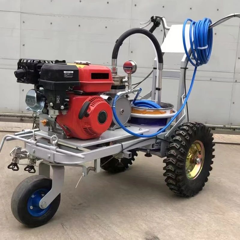 Athletic Field Line Striper Cold Paint Road Marking Machine with Hand Push Airless Gun for Soccer School Playground Lane
