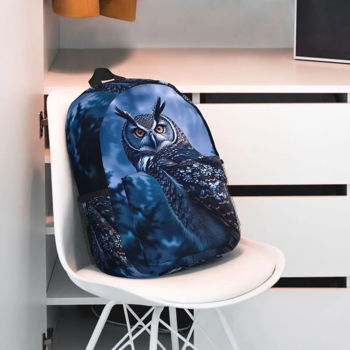 Night Flying Owl And Moon Backpack Student BookBag Kids School Bag Computer Shoulder Bags for Men Women