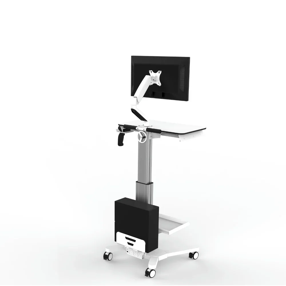 Medical monitor cart Hospital Monitor Trolley for Mobile Workstation Cart with monitor arm laptop cart with cpu holder