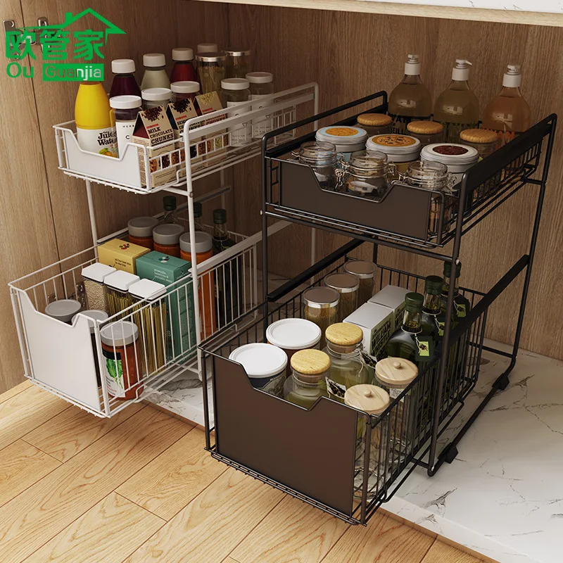 

Household Multi-Layer Seasoning Pull Iron Wire Rack Sink Rack Table Folding Floor Storage Rack Free Shipping
