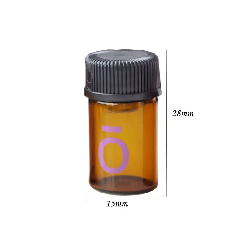 100pcs 2ml Amber Essential Oil Bottle Small Amber Glass Bottle Vials Empty Sample Bottle Perfume Vials