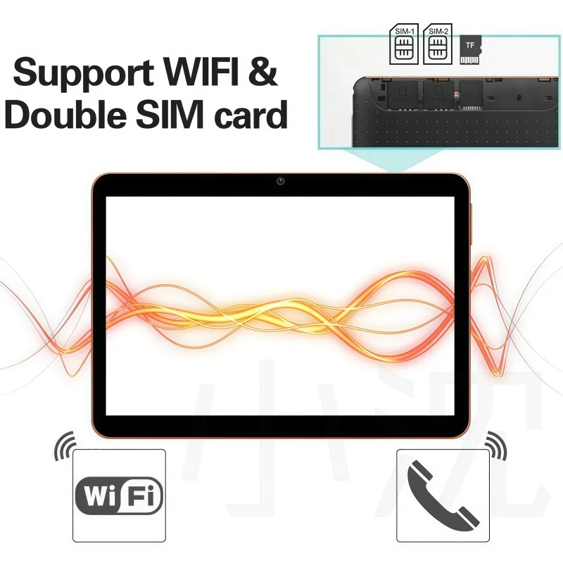 Built In GPS 10.1 INCH 2G/3G/4G Phone Call Tablet Android 9.0 MT6580 Quad Core 2GB RAM 32GB ROM Type-C 6000mAh Sim Cards * 2