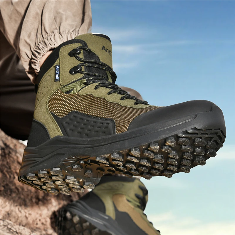 Hiking Shoes Men Boots Thick Bottom Lightweight Sneakers Men Mesh Anti-slip Breathable Wear-resistant Sports Shoes Mens