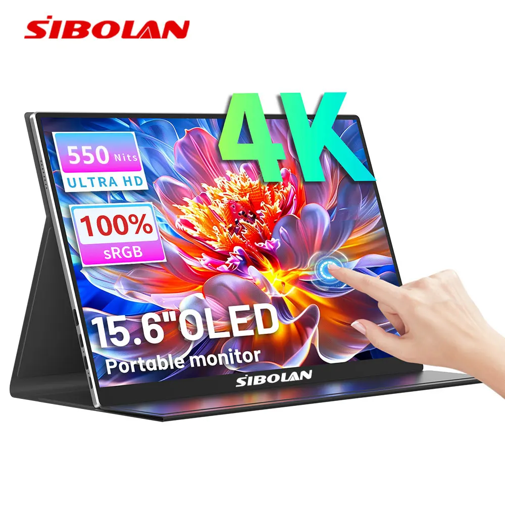 

Sibolan 15.6 inch 4K OLED Touch Screen Extender Portable Monitor 100% sRGB Multi-Touch USB-C HDMI Travel Monitor for Wins & Macs
