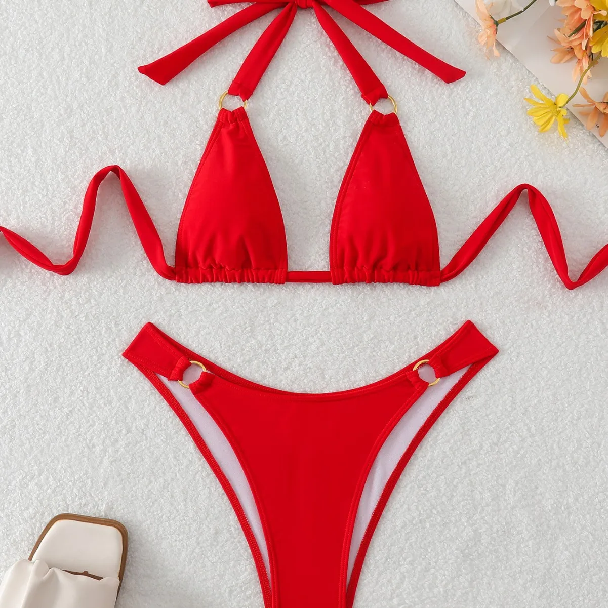 

Sexy Solid Color Bandage Bikinis Set Women's Swimsuit Two-piece Triangle Thong Swimwear Bathing Suit Brazilian Biquinis