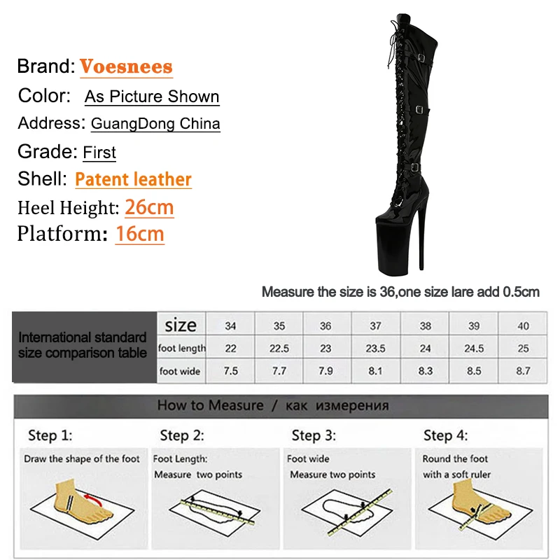 26cm Super High Heel Thigh High Boots Sexy Women Shoes Pole Dance Stripper Shoes Platform Over-the-Knee Zip Crotch High Boots