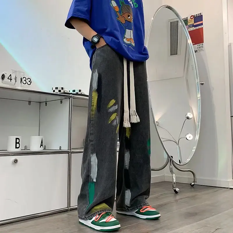 

Men's Summer Thin Straight Leg Jeans fiti Wide Leg Pants Casual Loose Fit Versatile Jeans Youthful Sle All Season Wear