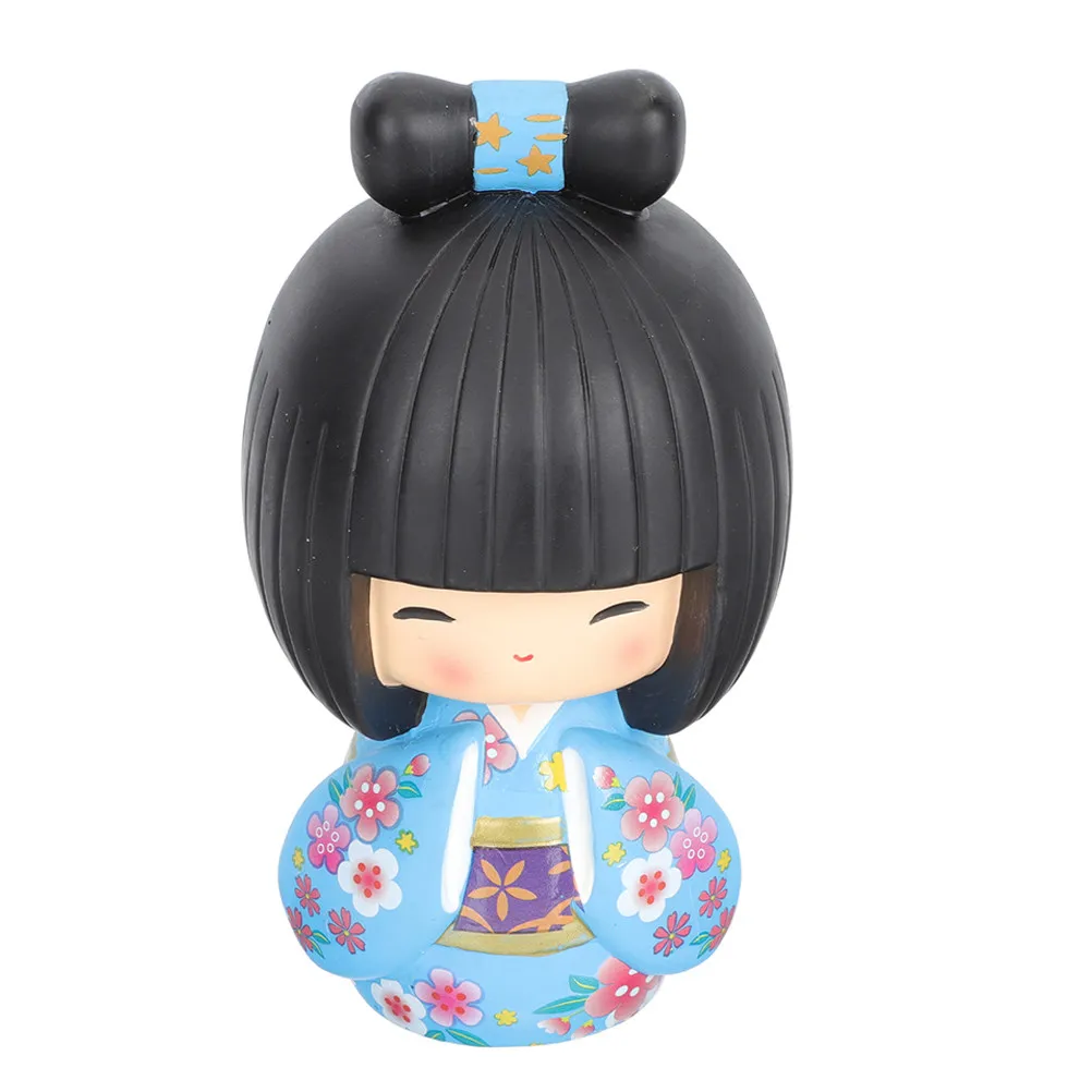 Traditional Japanese Kimono Statue Elegant Handcrafted Resin Ornament for Desktop Tabletop Japanese Style Decor Car