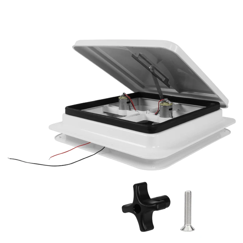 

Вентиляционное окно для автодома TYTXRV, 14 дюймов, 420x420 мм, с двойным вытяжным вентилятором, ручное управление, белая крышка